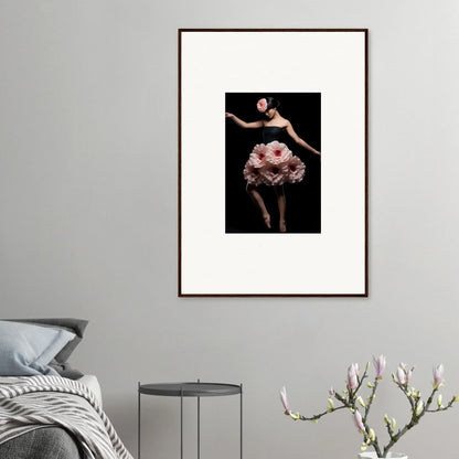 Framed wall art of a ballet dancer in a pink tutu for elegant room decor