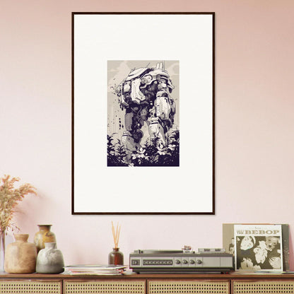 Framed black and white Steel Harbinger wall art for unique room decor