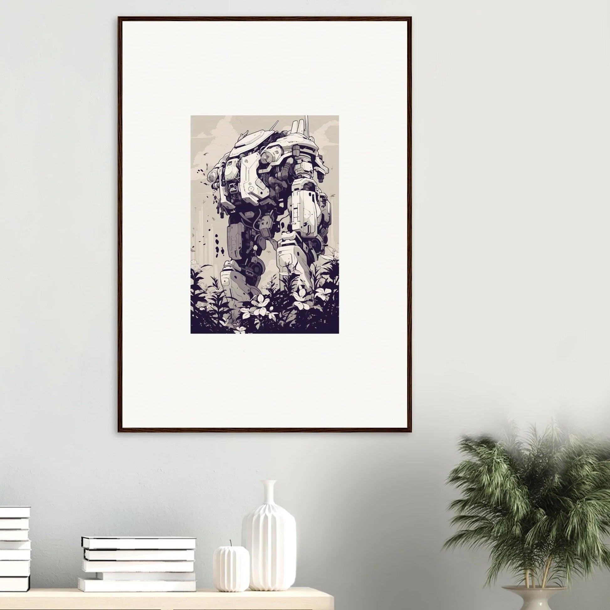 Framed wall art of a distorted humanoid figure, perfect for Steel Harbinger room decor