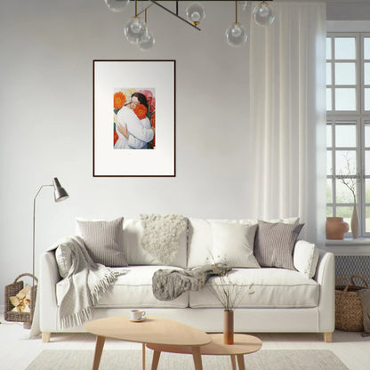 Stylish White Sofa with Gray and White Pillows from Floral Synapse Special Edition Art™