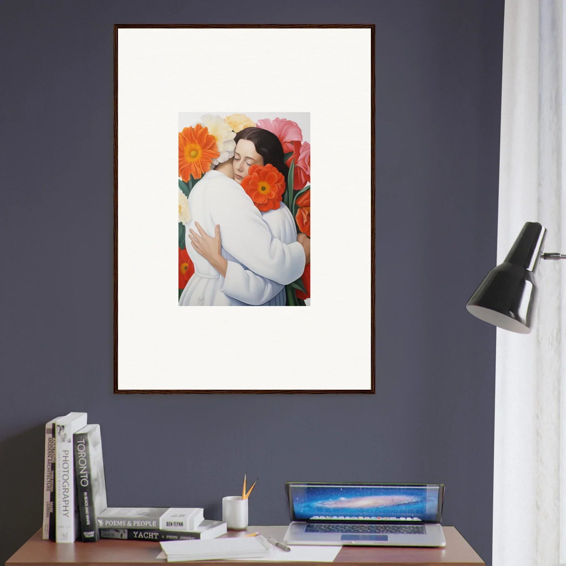 Intimate embrace artwork with vibrant flowers in the Floral Synapse special edition art™