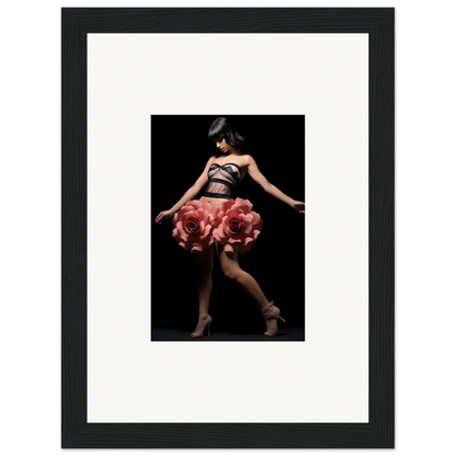 Framed wall art of a dancer in a rose skirt, ideal for floral whisper shapes room decor