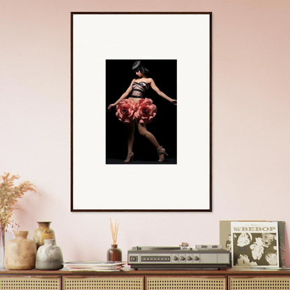 Framed wall art of a dancer in a red skirt, perfect for Whisper Shapes room decor