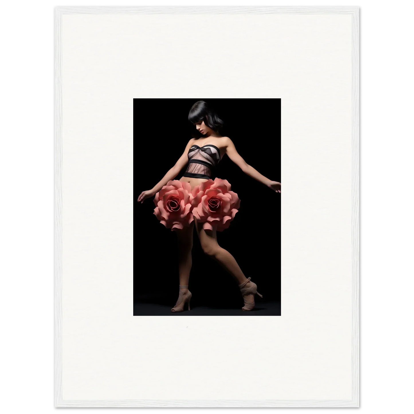 Dancer in oversized pink rose skirt from Floral Whisper Shapes wall art decor