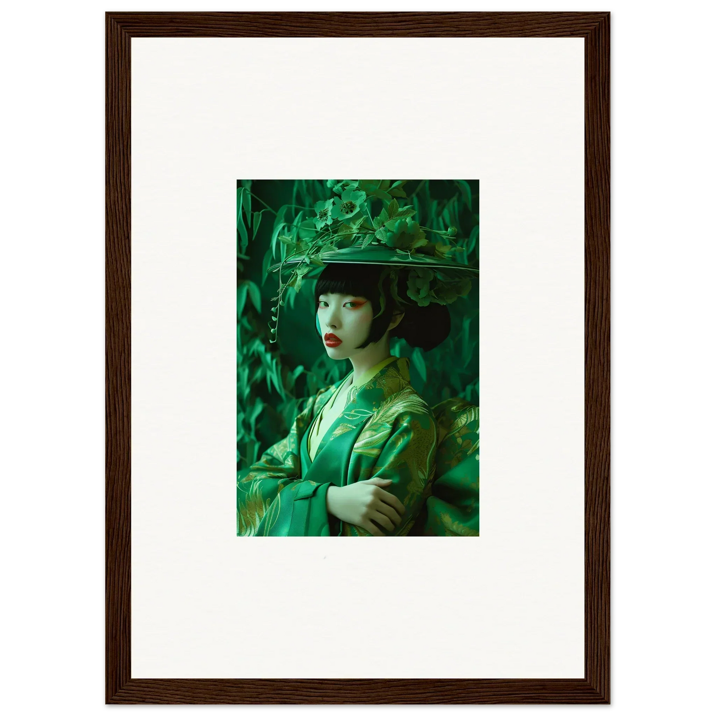 Portrait of a woman in green for Flora’s Whispering Spectacle canvas print