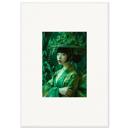 Portrait of a person in green attire for a Flora’s Whispering Spectacle canvas print