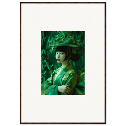 Framed portrait of a person in green for a stunning room decoration or canvas print