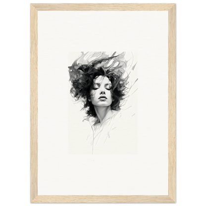 Black and white portrait of a woman exuding dreambound elegance for room decor