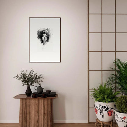 Framed black and white portrait sketch for stylish room decor, embodying Dreambound Elegance