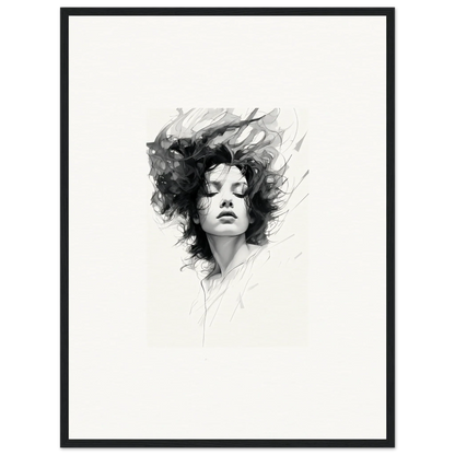 Black and white portrait of a woman, perfect for Dreambound Elegance room decor