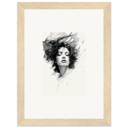 Black and white portrait of a woman, embodying Dreambound Elegance for room decor