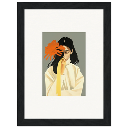 Framed canvas print of a woman with an orange flower for your dreams eternity room decoration