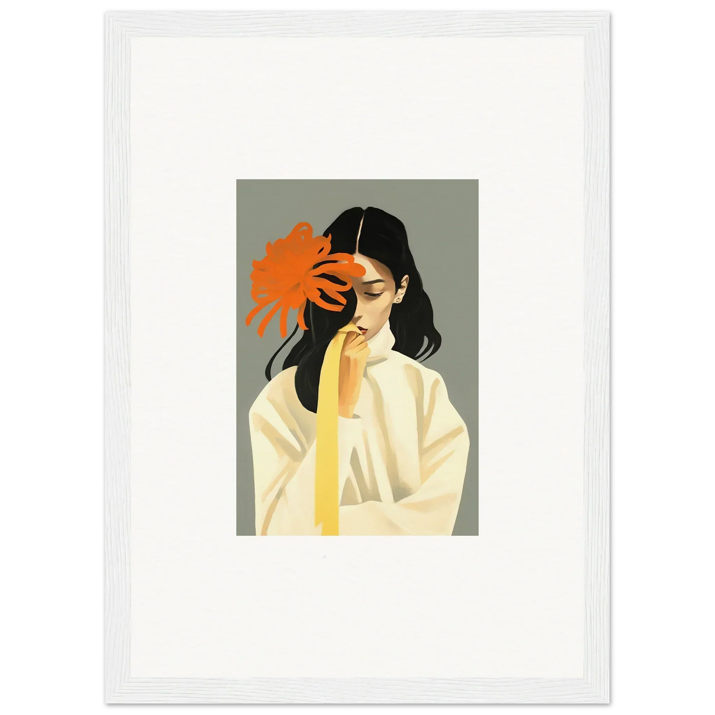 Stylized illustration of a woman with an orange flower, perfect for dreams eternity canvas print