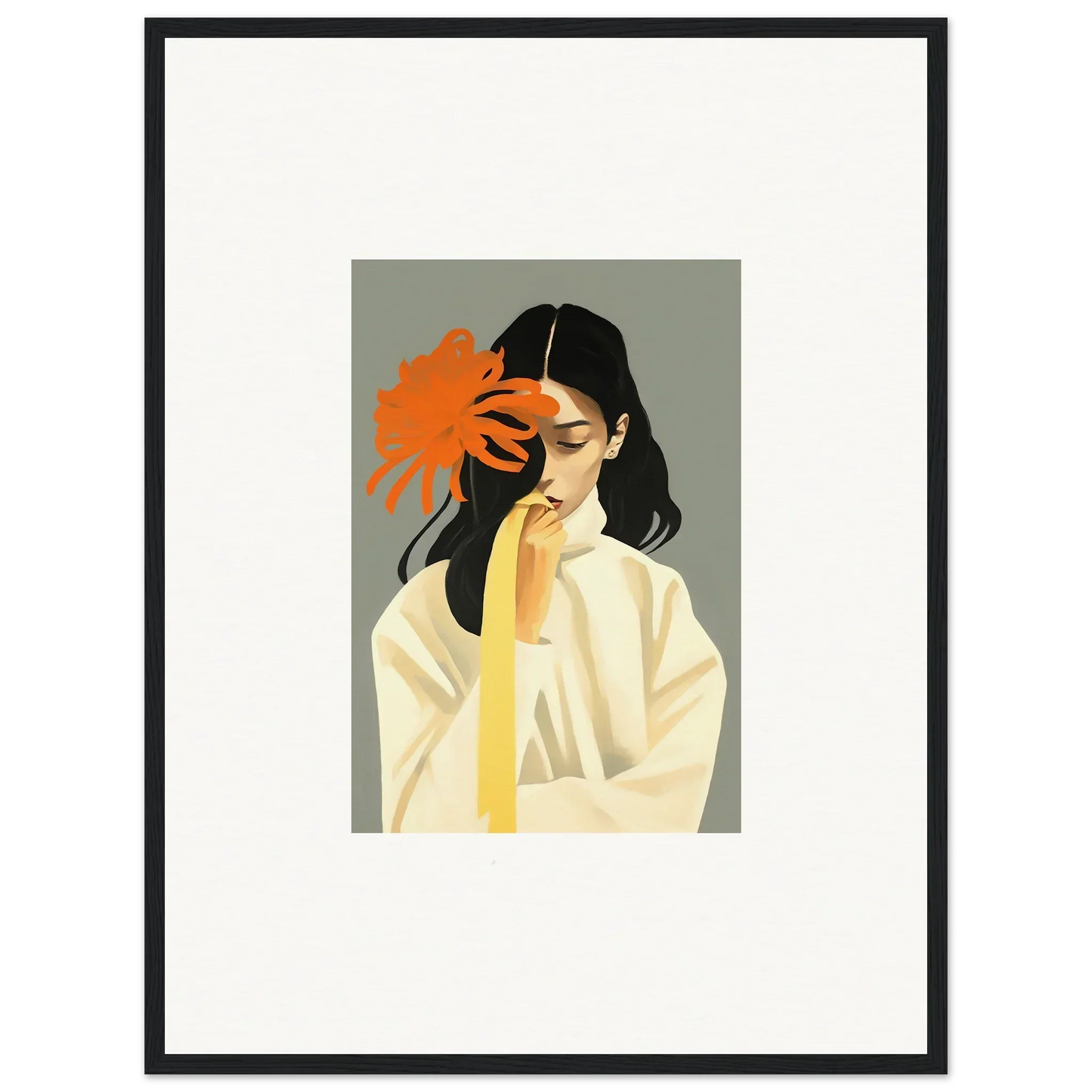 Stylized illustration of a woman with an orange flower, perfect for dreams eternity canvas print