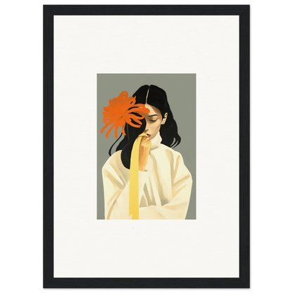 Stylized portrait of a woman with an orange flower, perfect for Dreams Eternity canvas print