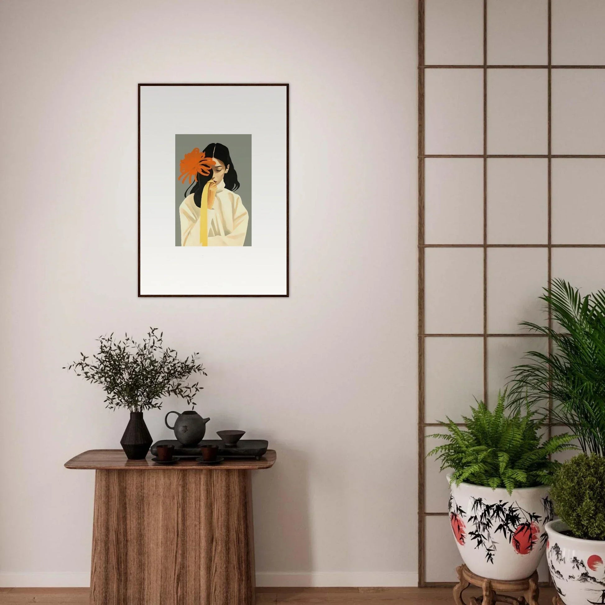 Framed portrait of a woman in yellow for your dreams eternity room decoration canvas print