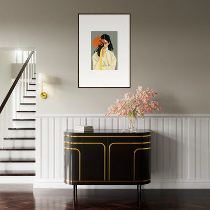 Elegant black and gold console table for stylish room decoration and dreams eternity vibe