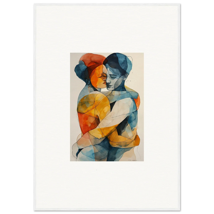 Abstract watercolor painting of embracing figures for souls embrace room decor