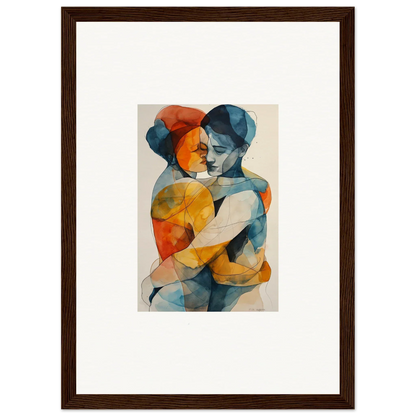 Abstract painting of two figures in geometric shapes, perfect for Souls Embrace room decor