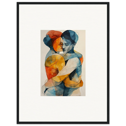 Abstract watercolor of two figures in warm colors, perfect for souls embrace room decor