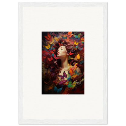 Colorful abstract portrait of a woman with autumn leaves for dream cascade room decor