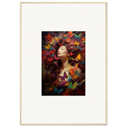 Colorful portrait of a woman with butterflies for Butterfly Dream Cascade room decor