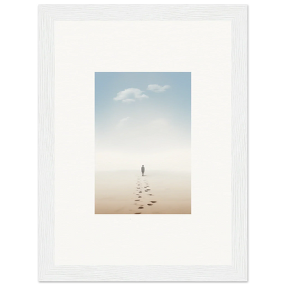 Solitary figure on beach leaving footprints, perfect for Entwined Nostalgia wall art