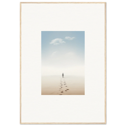 Framed wall art of a figure on a misty beach embodies entwined nostalgia for room decor