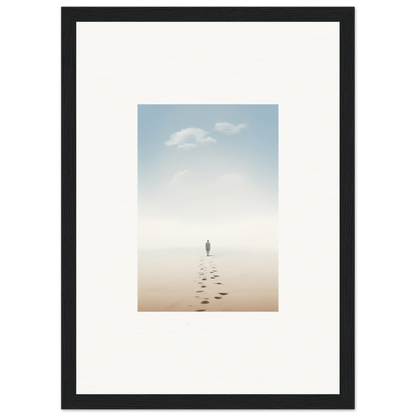 Framed wall art featuring a solitary figure on a misty beach, entwined nostalgia for room decor