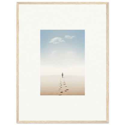 Framed wall art of a figure on a misty beach captures entwined nostalgia for room decor