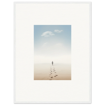 Solitary figure on beach leaving footprints, perfect for entwined nostalgia room decor