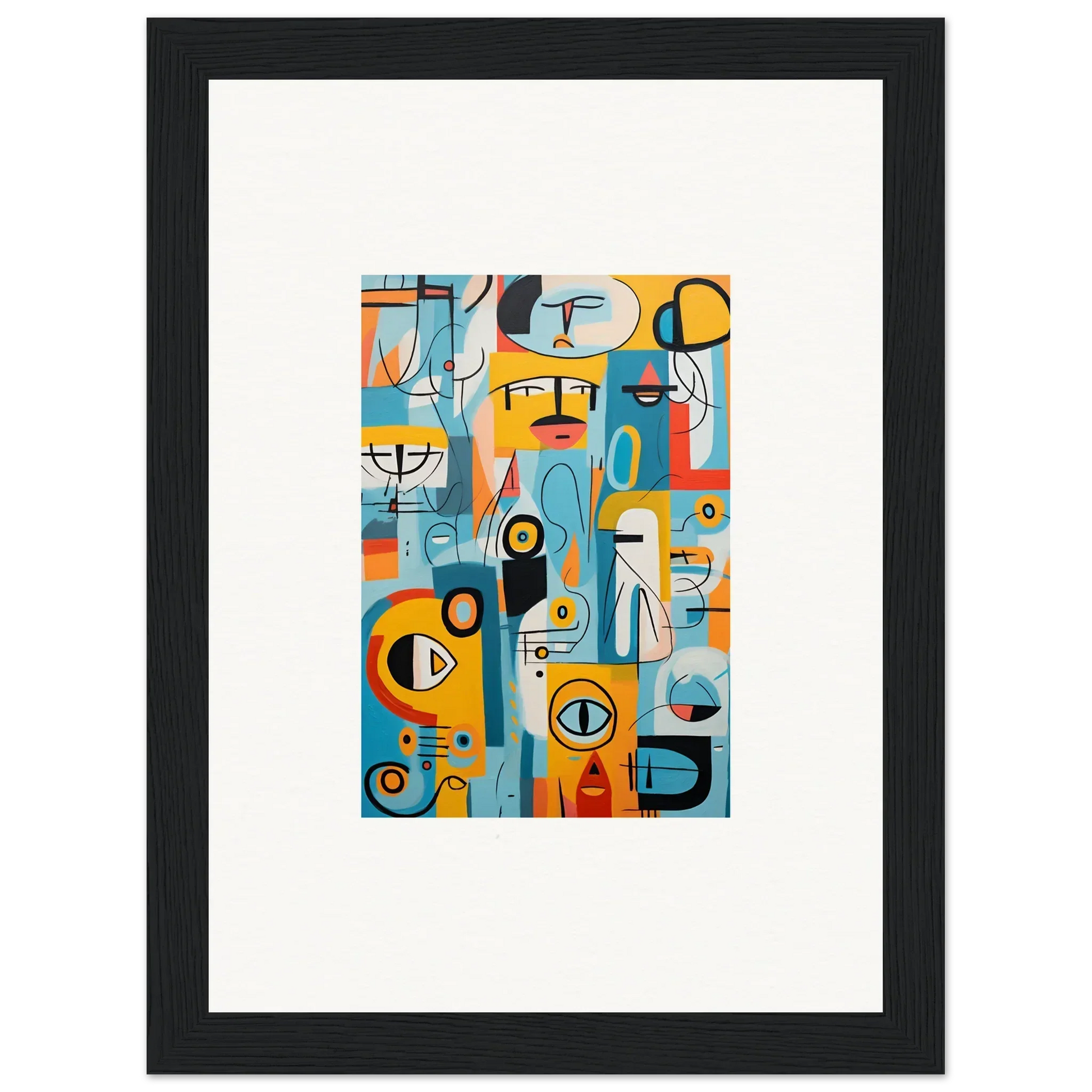 Abstract artwork of Fragment Streams Tango with geometric shapes in blue, orange, and yellow