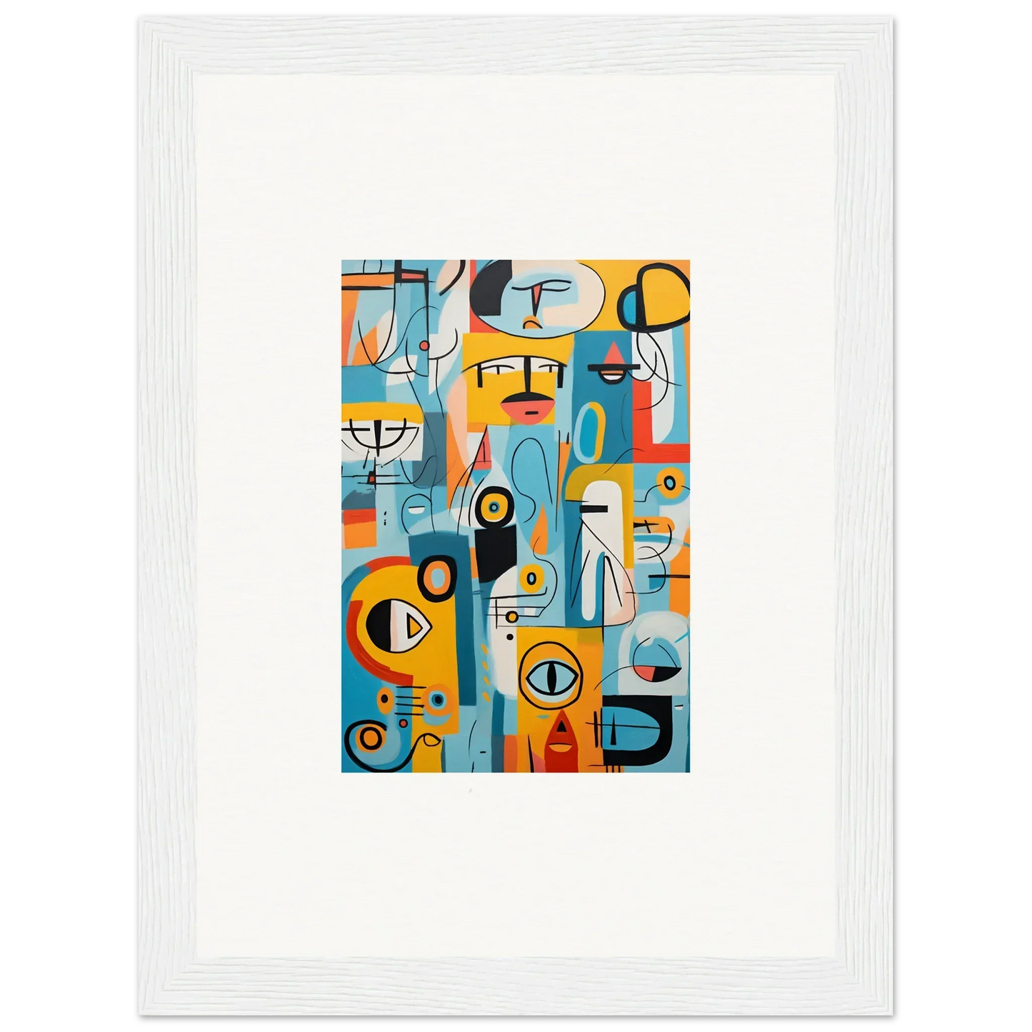 Abstract artwork with geometric shapes in blue, orange, and yellow for Fragment Streams Tango