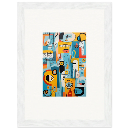 Abstract artwork with geometric shapes in blue, orange, and yellow for Fragment Streams Tango