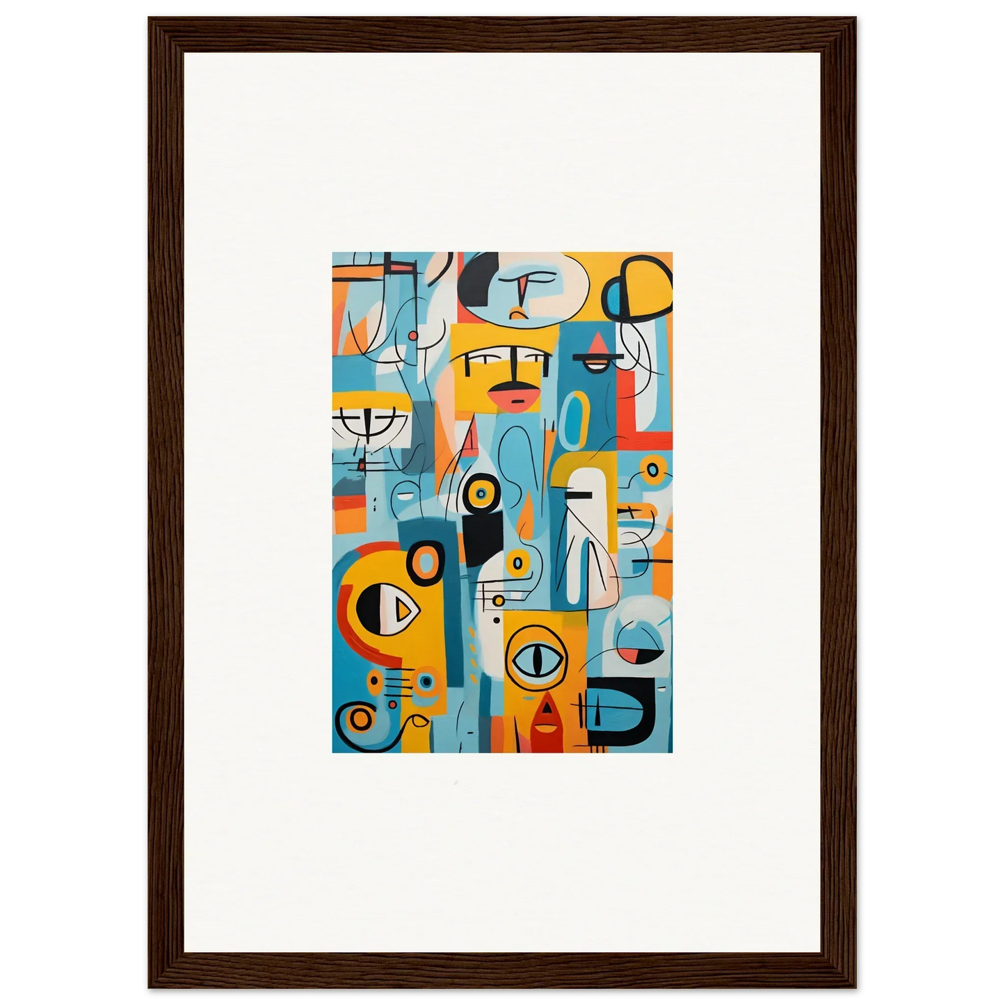 Vibrant abstract art with geometric shapes in blue, orange, and yellow for Fragment Streams Tango