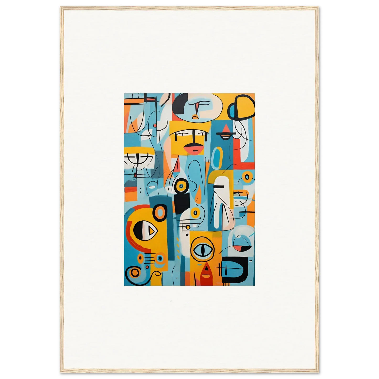 Abstract geometric artwork in blue, orange, and yellow for Fragment Streams Tango