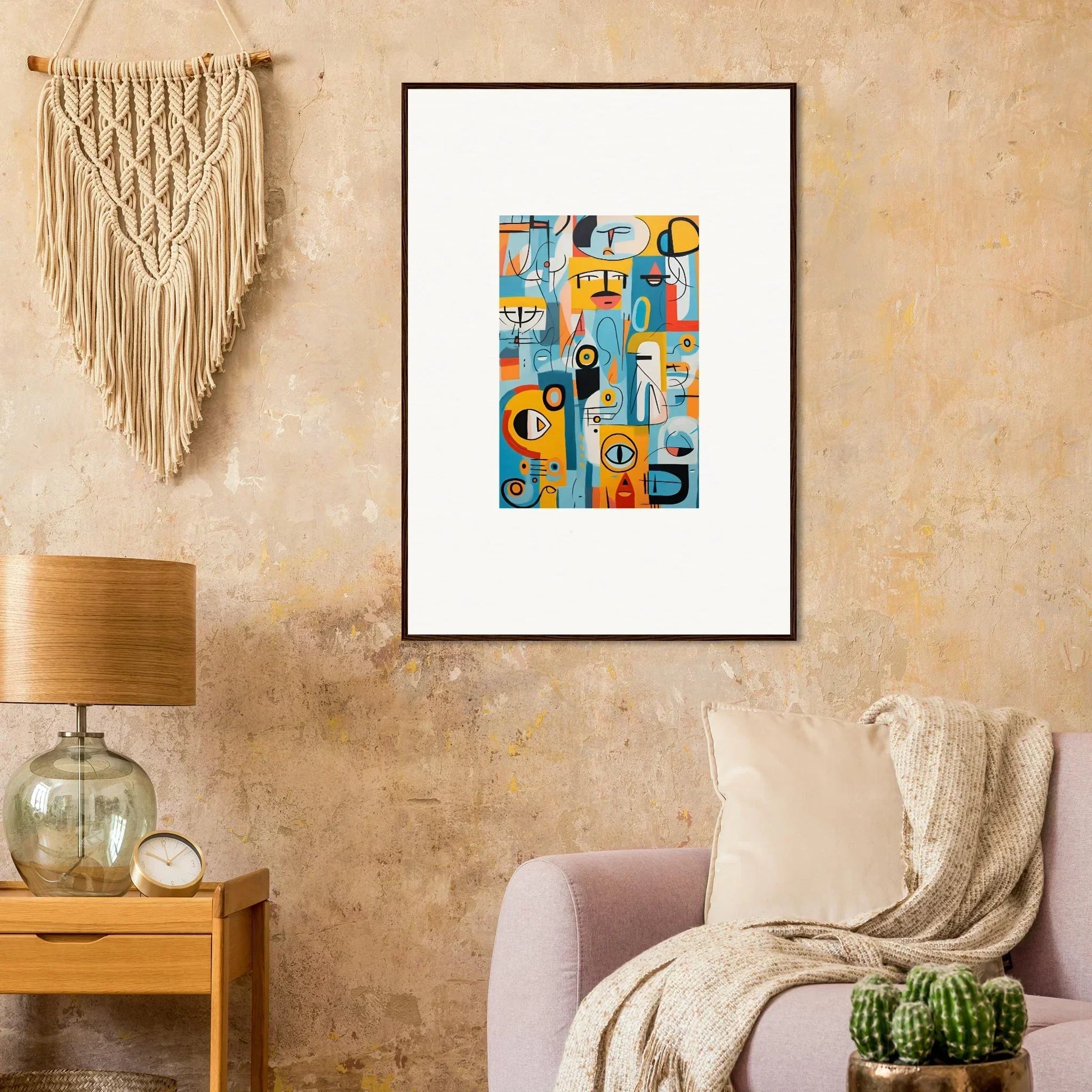 Framed abstract art print Fragment Streams Tango with colorful geometric shapes