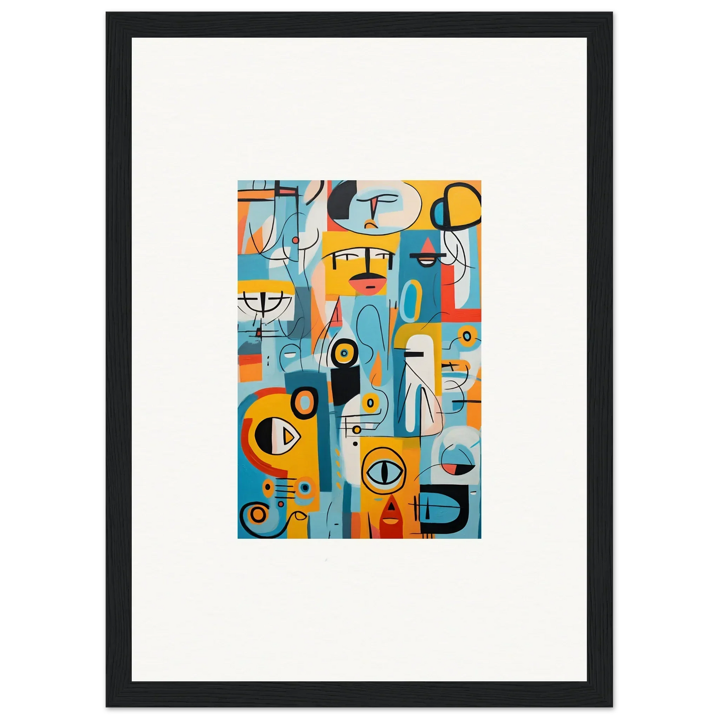 Abstract artwork with geometric shapes in blue, orange, and yellow for Fragment Streams Tango