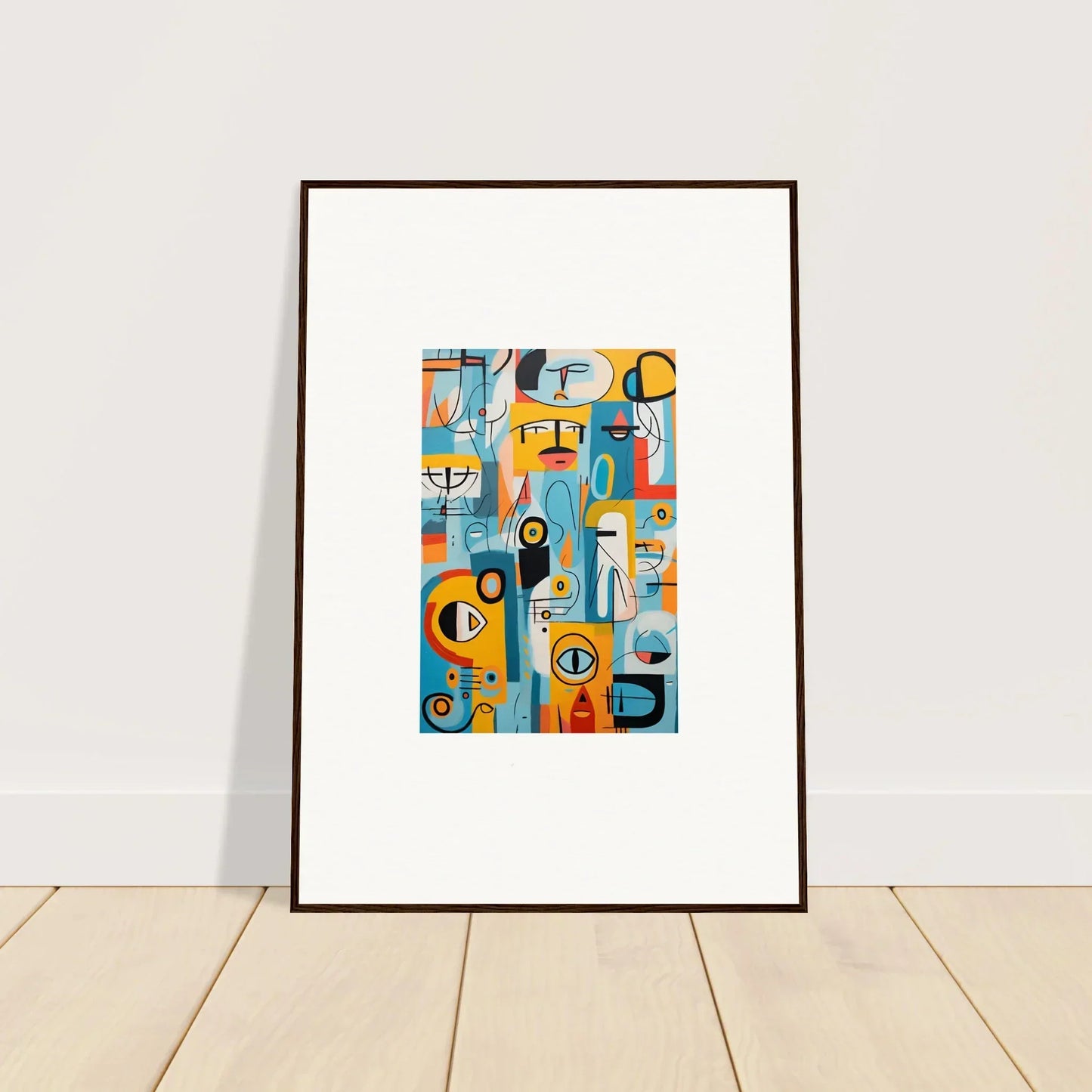 Framed abstract art in blue, orange, yellow - Fragment Streams Tango special edition art™