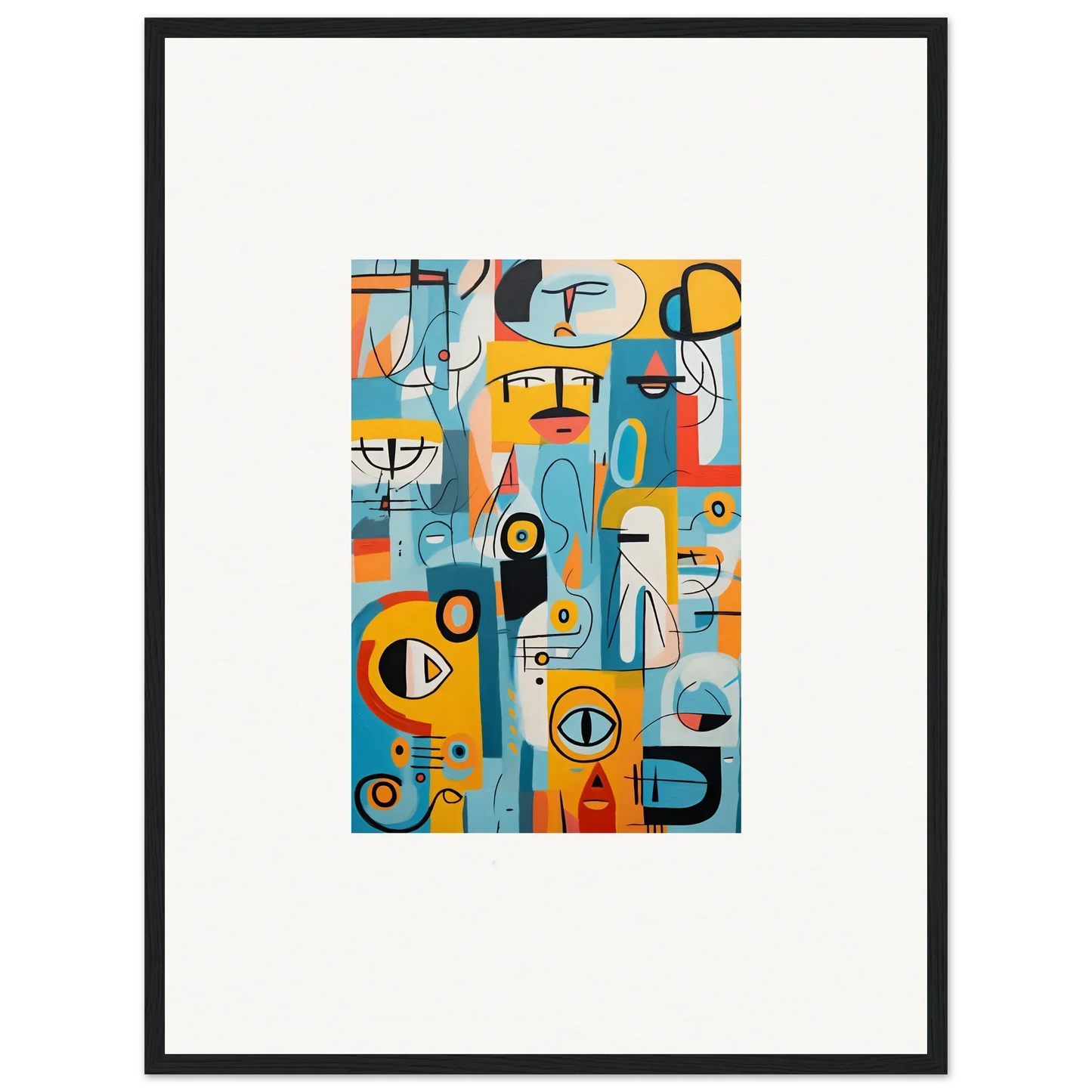 Abstract artwork with geometric shapes in blue, orange, and yellow for Fragment Streams Tango