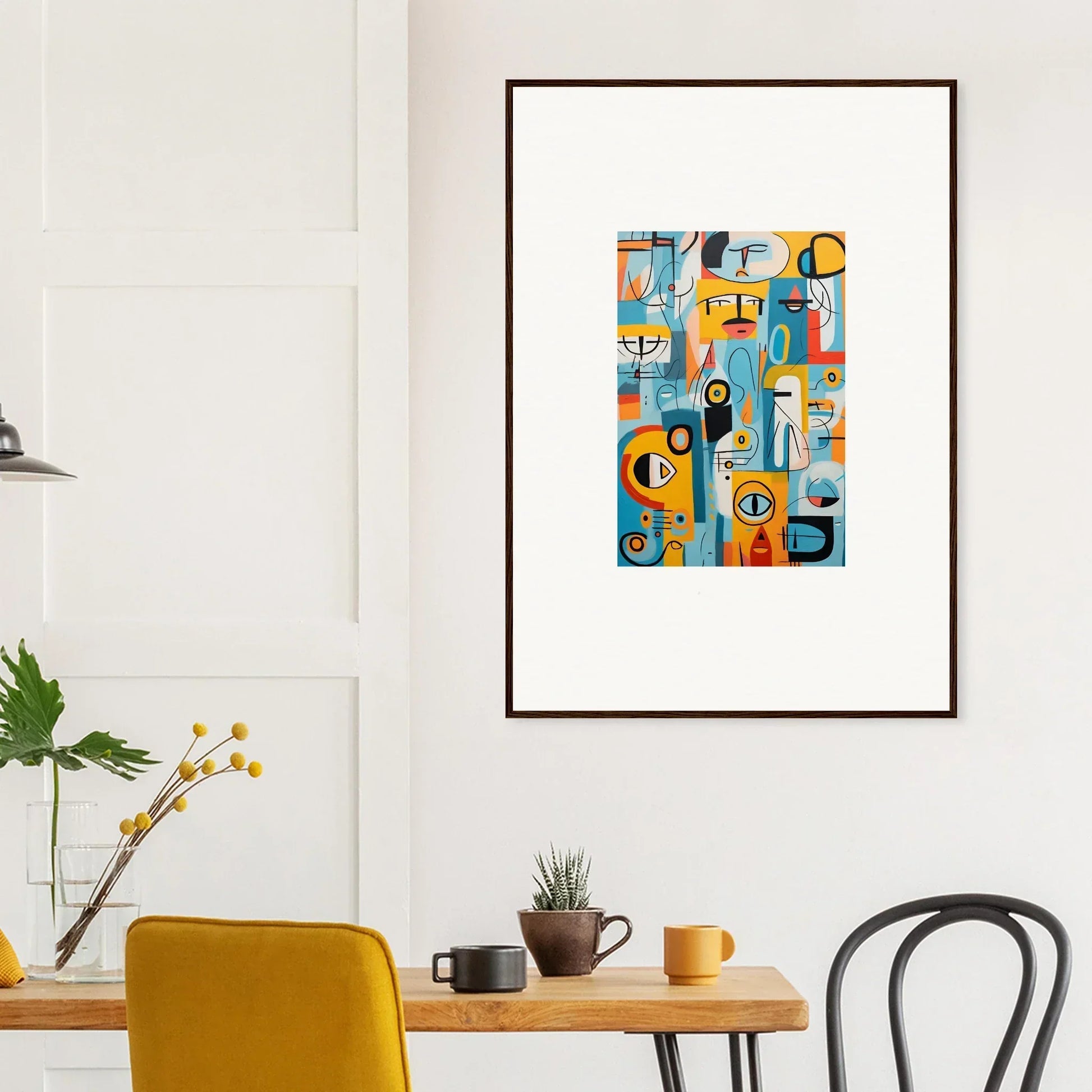 Framed abstract art print Fragment Streams Tango with colorful geometric shapes