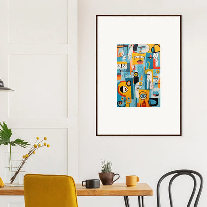 Framed abstract art print Fragment Streams Tango with colorful geometric shapes