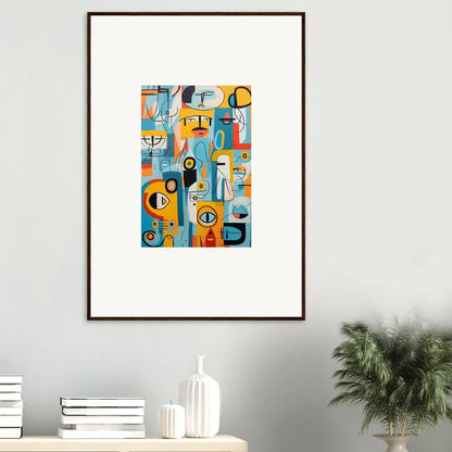 Premium framed wall art featuring the Fragment Streams Tango in vibrant geometric shapes