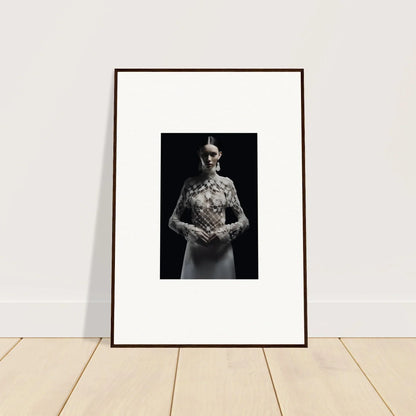 Framed black and white photograph of person in Etheris Dress for stylish room decor