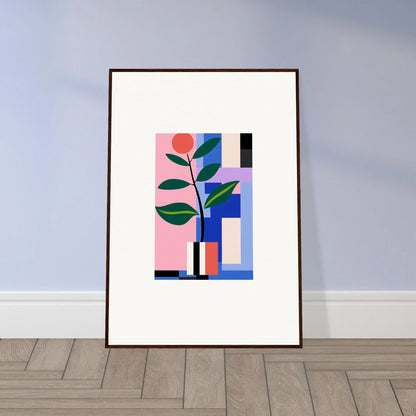 Framed wall art of geometric shapes with a stylized plant, enhancing room decor in Blooms Ballet