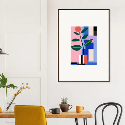 Framed abstract wall art featuring geometric shapes and plant for Blooms Ballet room decor