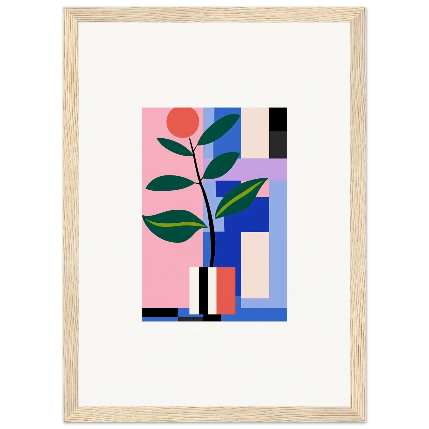 Abstract geometric artwork of a stylized plant for Blooms Ballet room decor