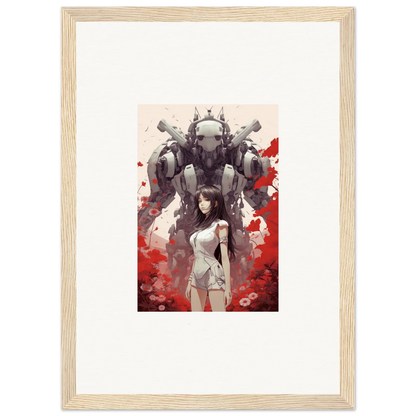 Framed canvas print of a woman and robot, perfect for unique room decoration wall art