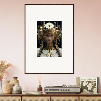 Framed portrait of a figure in ornate jewelry from Future Opulence Rewoven collection