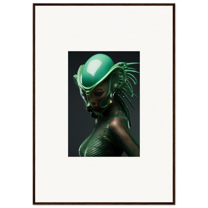 Futuristic green alien mask perfect for room decoration or as a canvas print idea